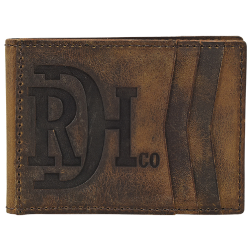 RED DIRT HAT CO MENS BIFOLD CARD CASE W/MAGNETIC CLIP DISTRESSED FINISH