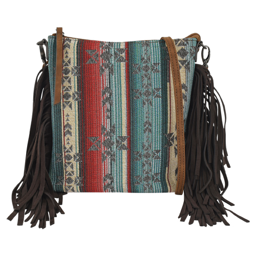 JUSTIN LADIES JACQUARD LARGE CROSSBODY BLUE
