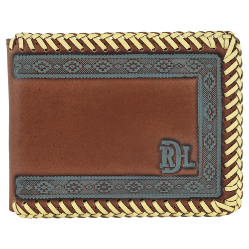 RED DIRT HAT CO BIFOLD WALLET TURQUOISE WASHED EDGE PATTERN