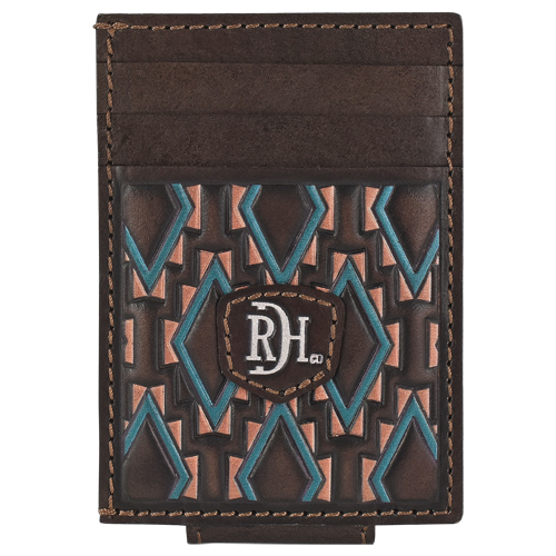 RED DIRT HAT CO CARD CASE W/MAGNET CLIP SOUTHWEST DIAMOND PATTERN