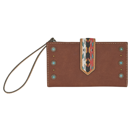 TONY LAMA WALLET W/WRISTLET SOUTHWEST EMBROIDERY ROWELL STUDS