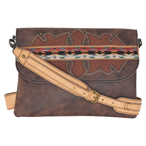 TONY LAMA LG CROSSBODY SOUTHWEST EMBROIDERY W/YOKE