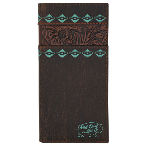RED DIRT RODEO WALLET TOOLED ACCENT W/TURQUOISE DESIGN