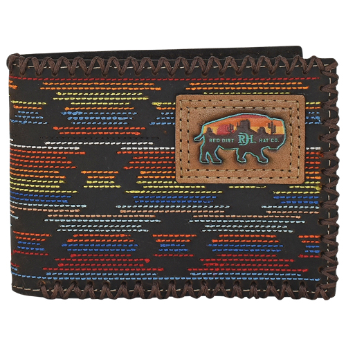 RED DIRT HAT CO BIFOLD WALLET MULTI COLORED STICHED SERAPE 