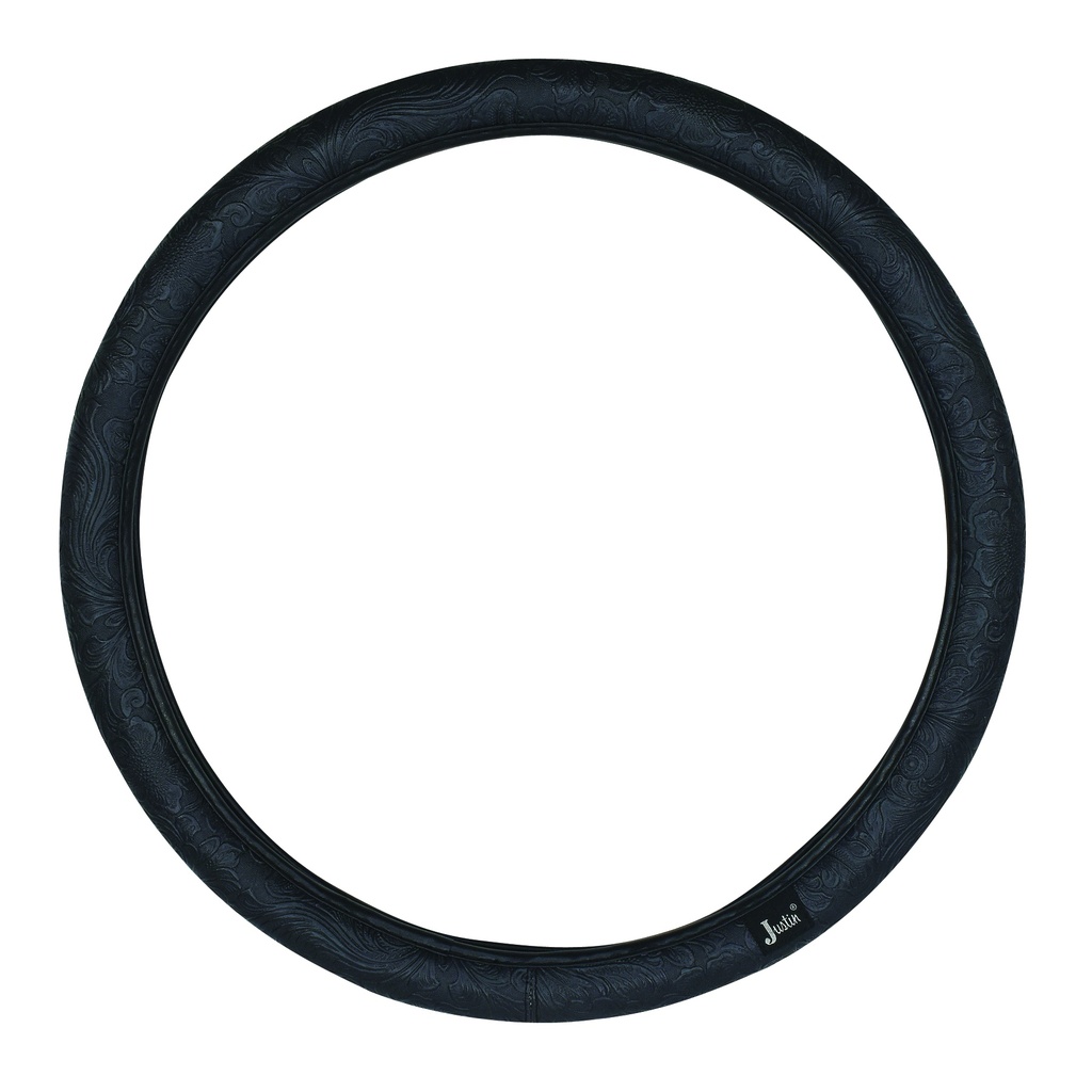 [23702A130BLK] JUSTIN TRUCK STEERING WHEEL COVER BLACK WITH TOOLING 15.5"