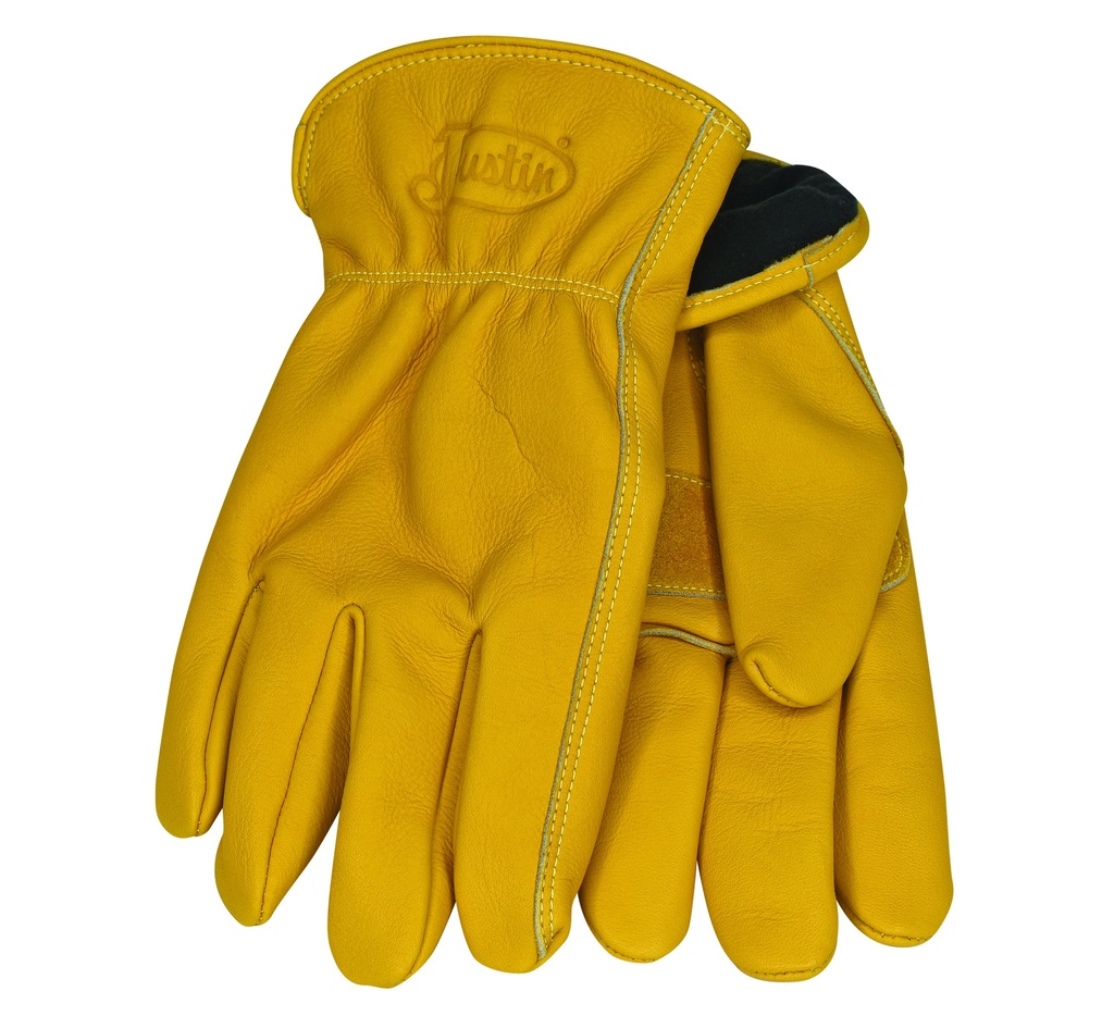 [23232922G-M] JUSTIN LEATHER GLOVES W/ FLEECE LINING AND REINFORCED SPLIT COWHIDE (M)