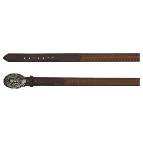 ARENA ACE BOYS BELT TAN W /WESTERN SERPENTINE EMBOSS AND BROWN BILLETS