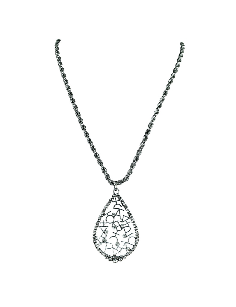 JUSTIN NECKLACE ROPE CHAIN W/ ROPE TEARDROP AND BRAND PENDANT