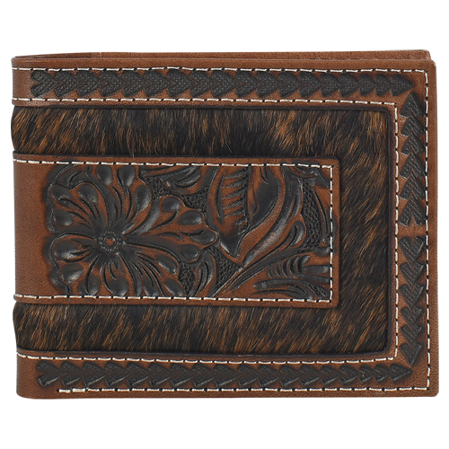 JUSTIN MENS BIFOLD WALLET GENUINE LEATHER W/ TOOLING