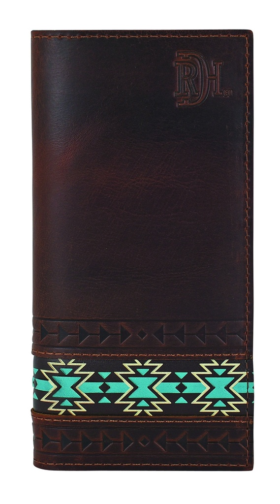 RED DIRT HAT CO RODEO WALLET OILED CHESTNUT BRN W/SOUTHWESTERN DESIGNS