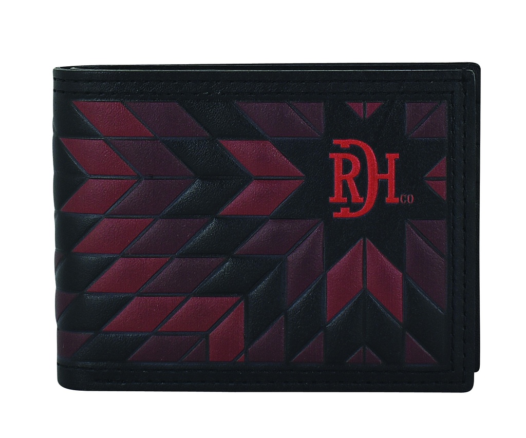 RED DIRT HAT CO BIFOLD WALLET BLK W/WINE AND CLARET MORNING STAR