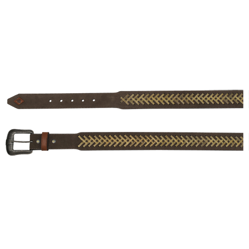 [24069BE3-32] RED DIRT HAT CO MENS BELT TAUPE ROUGHOUT W/HERRINGBONE RAWHIDE (32)