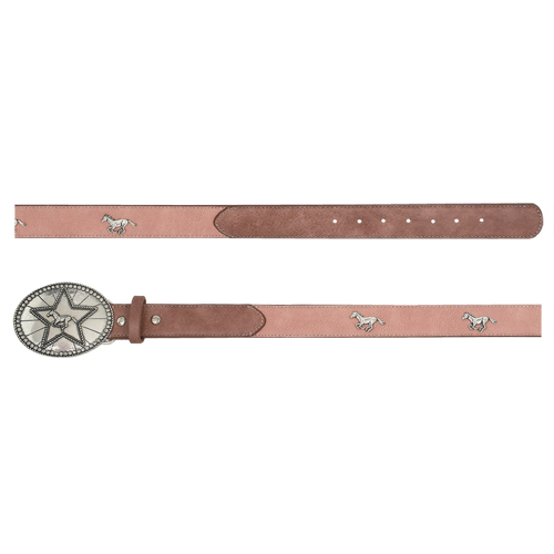 CATCHFLY GIRLS BELT ORCHID PINK W/GALLOPING FILLY ACCENTS AND BUCKLE