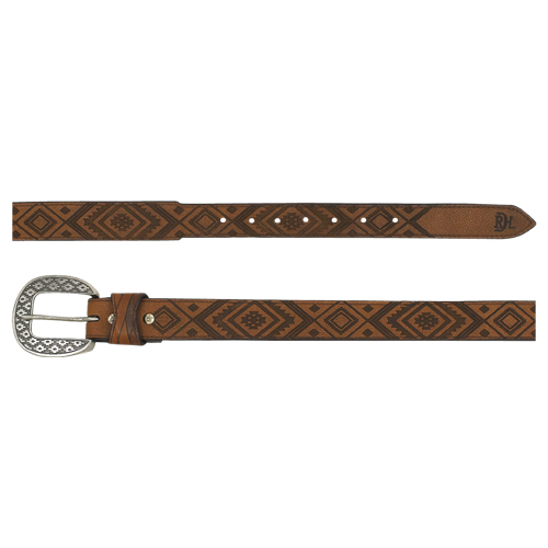 RED DIRT HAT CO LADIES BELT BROWN W/ETCHED DESIGN