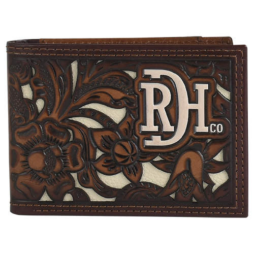 RED DIRT HAT CO BIFOLD WALLET TOOLED W/IVORY INLAY