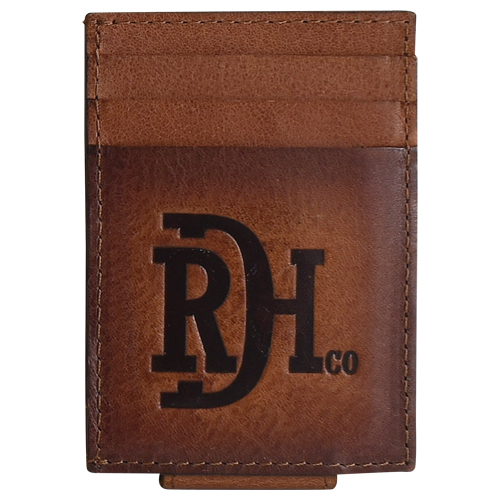 RED DIRT HAT CO CARD CASE W/MAGNET CLIP EMBOSSED LOGO W/BRAIDED EDGE
