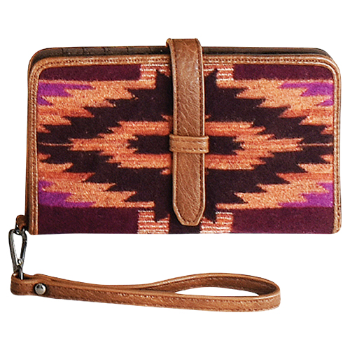 JUSTIN LADIES  LARGE WALLET PURPLE AZTEC  BLANKET 