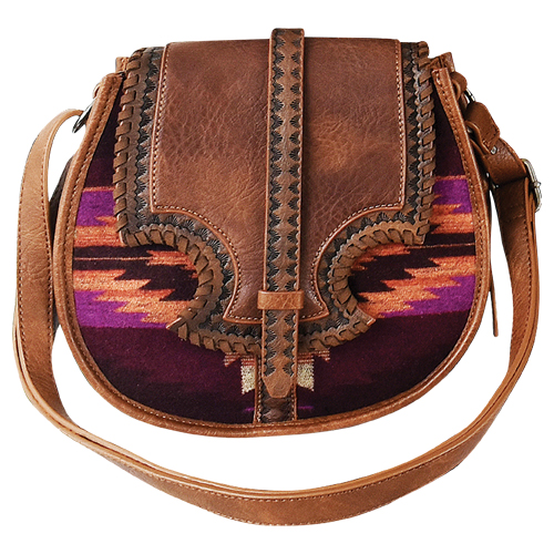 [24186052] JUSTIN SADDLEBAG BROWN WITH PURPLE AZTEC BLANKET