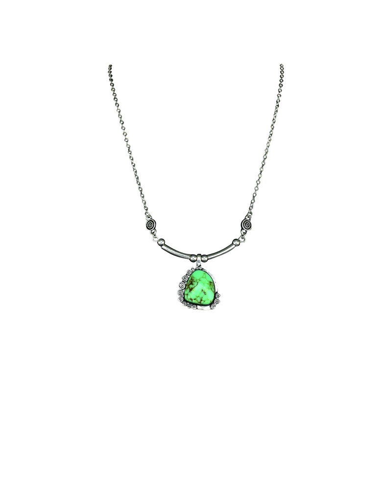 JUSTIN LADIES NECKLACE TURQUOISE COLORED STONE PENDANT W/SWIRLS