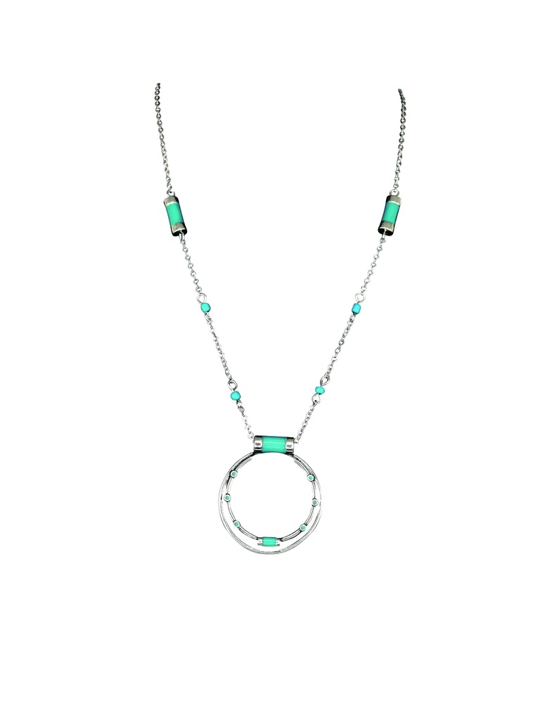 JUSTIN LADIES NECKLACE ENAMELED HOOP W/BARRELS