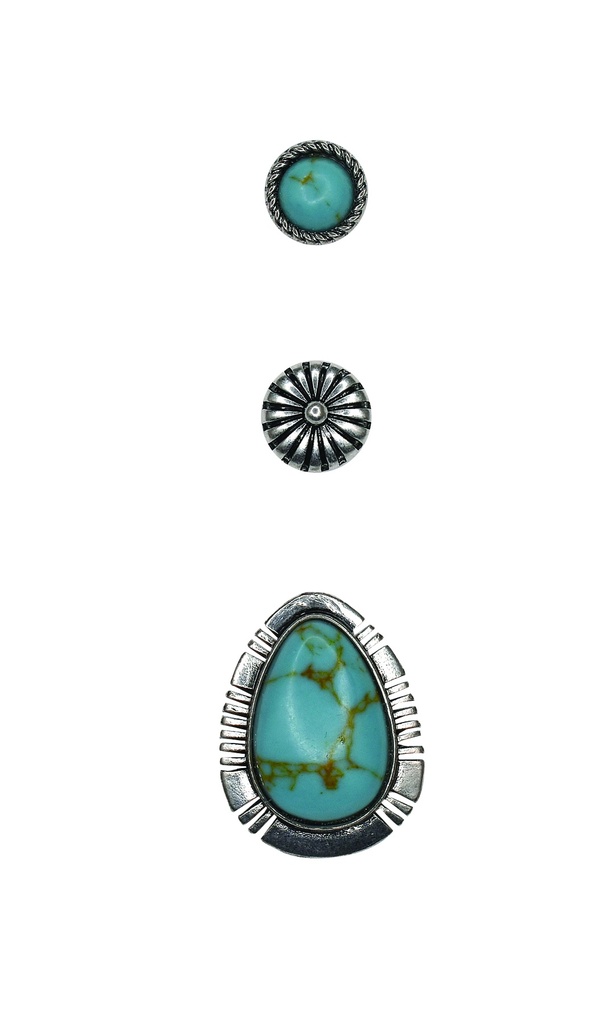 [2422021221] JUSTIN HAT PIN 3 PACK FAUX TURQ TEARDROP