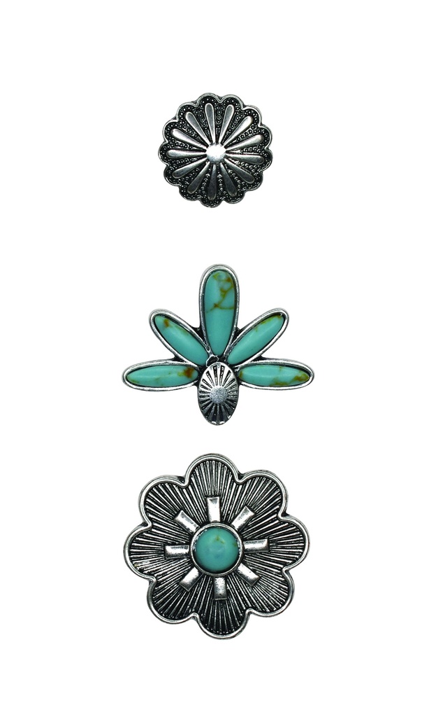 JUSTIN HAT PIN 3 PACK FAUX TURQ AGAVE 