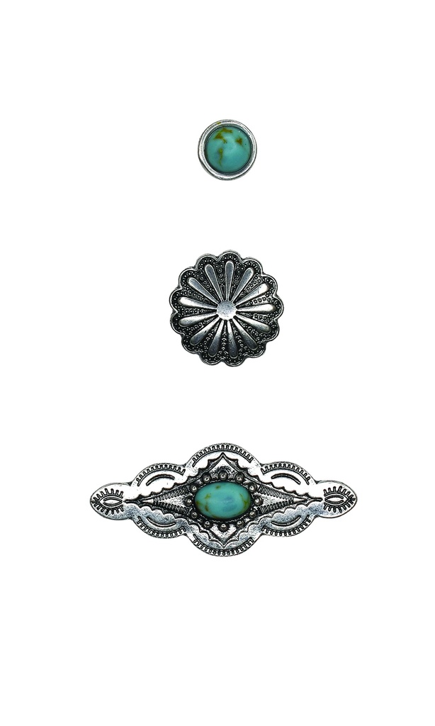 JUSTIN HAT PIN 3 PACK SCALLOPED CONCHO