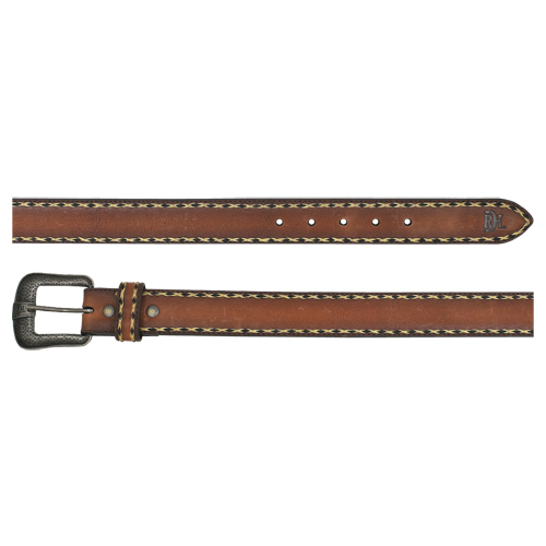 RED DIRT HAT CO MENS BELT BROWN SADDLE TAN W/BRAID DETAIL