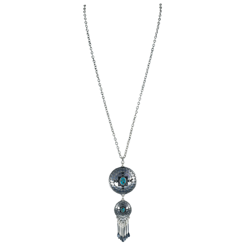 [2510060281] JUSTIN LADIES NECKLACE CONCHO PENDANT CHANDELIER WITH STONES