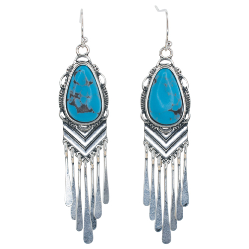 [2510090631] JUSTIN LADIES EARRINGS FAUX TURQUOISE DROP WITH CHANDELIER