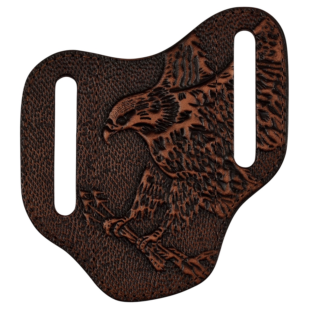 [2512398824] JUSTIN MENS GENUINE LEATHER PANCAKE KNIFE SHEATH EAGLE WITH ARROWS