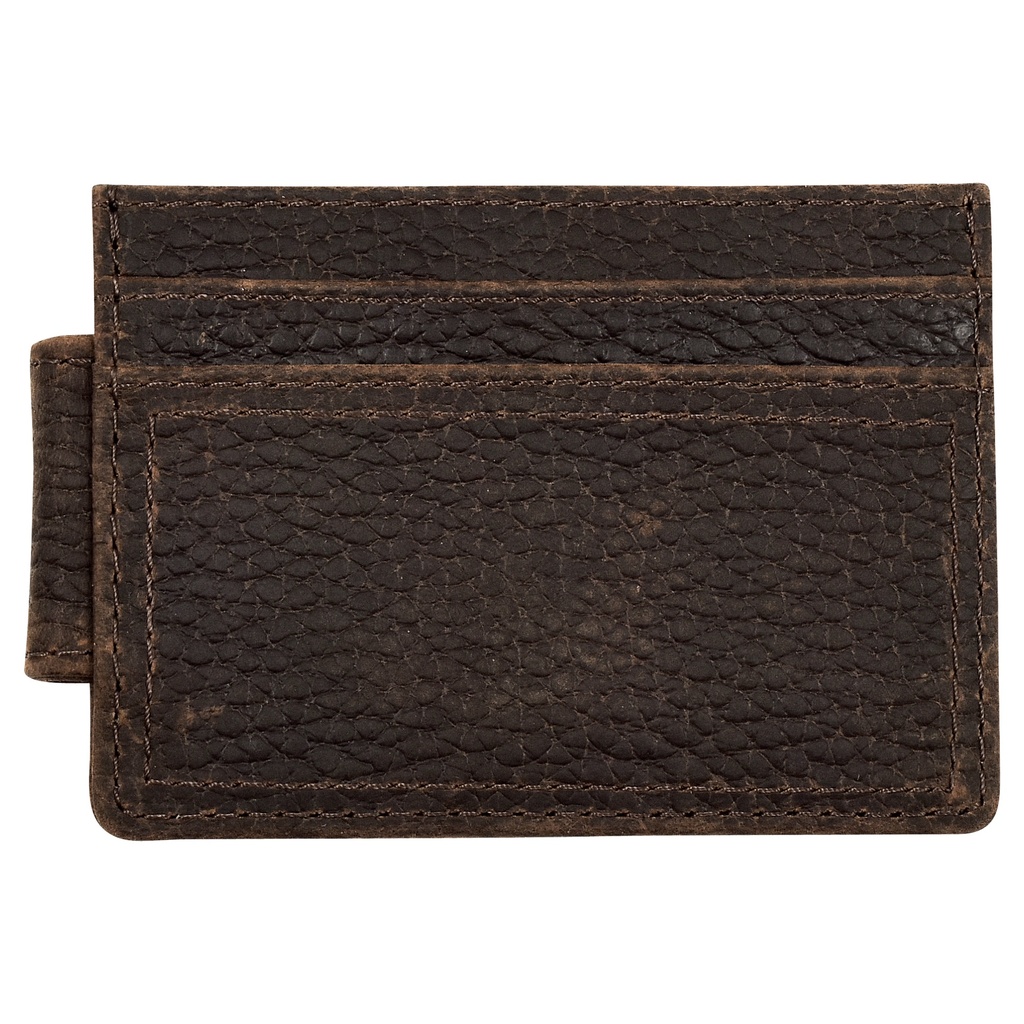 [2512396625] JUSTIN MENS GENUINE LEATHER SLIM CARD WALLET OILED BROWN TEXTURED 