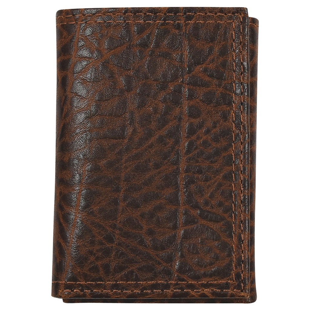 JUSTIN MENS GENUINE LEATHER TRIFOLD WALLET TAN TEXTURED LEATHER