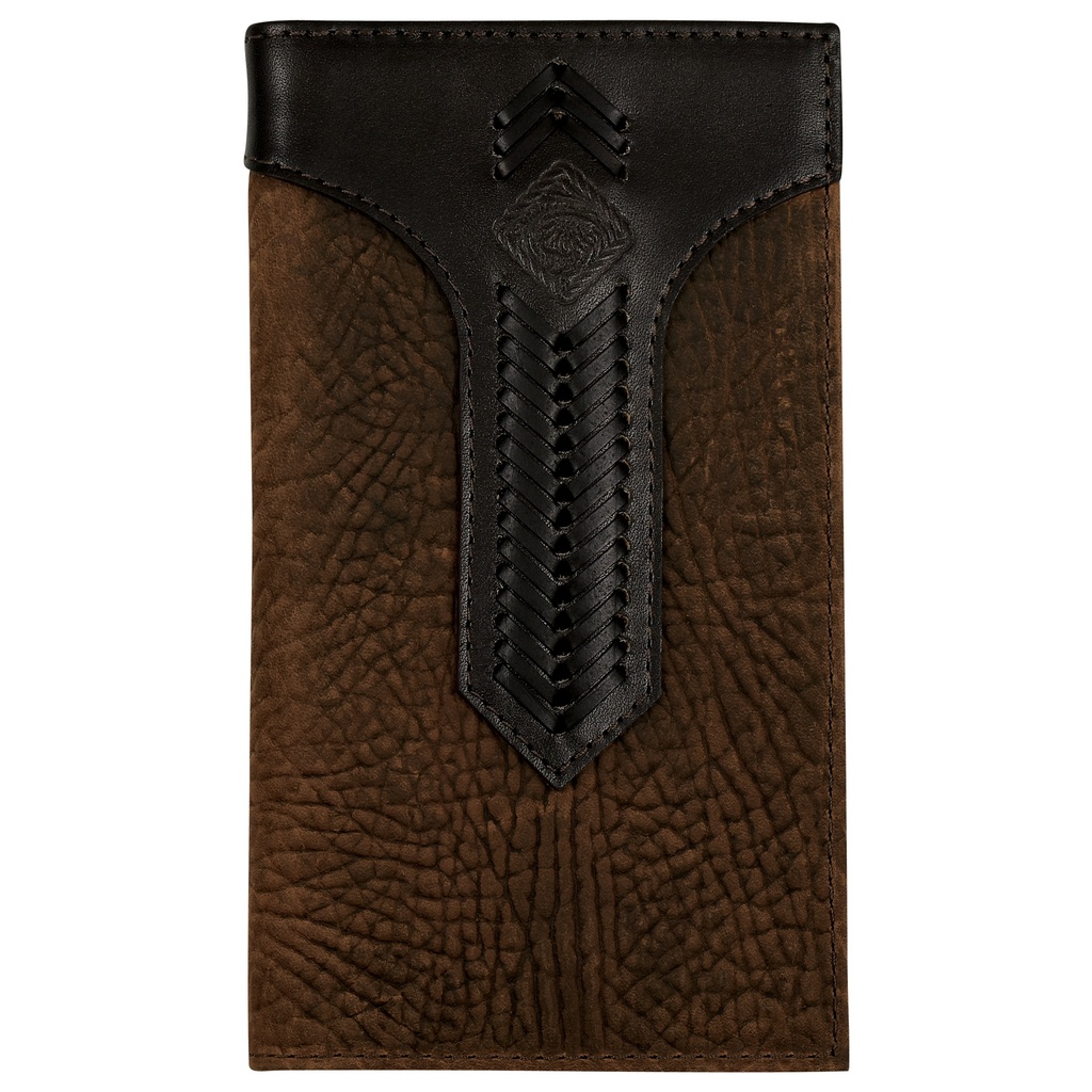 JUSTIN MENS GENUINE LEATHER RODEO WALLET OILED TEXTURED WITH STITCHED YOKE