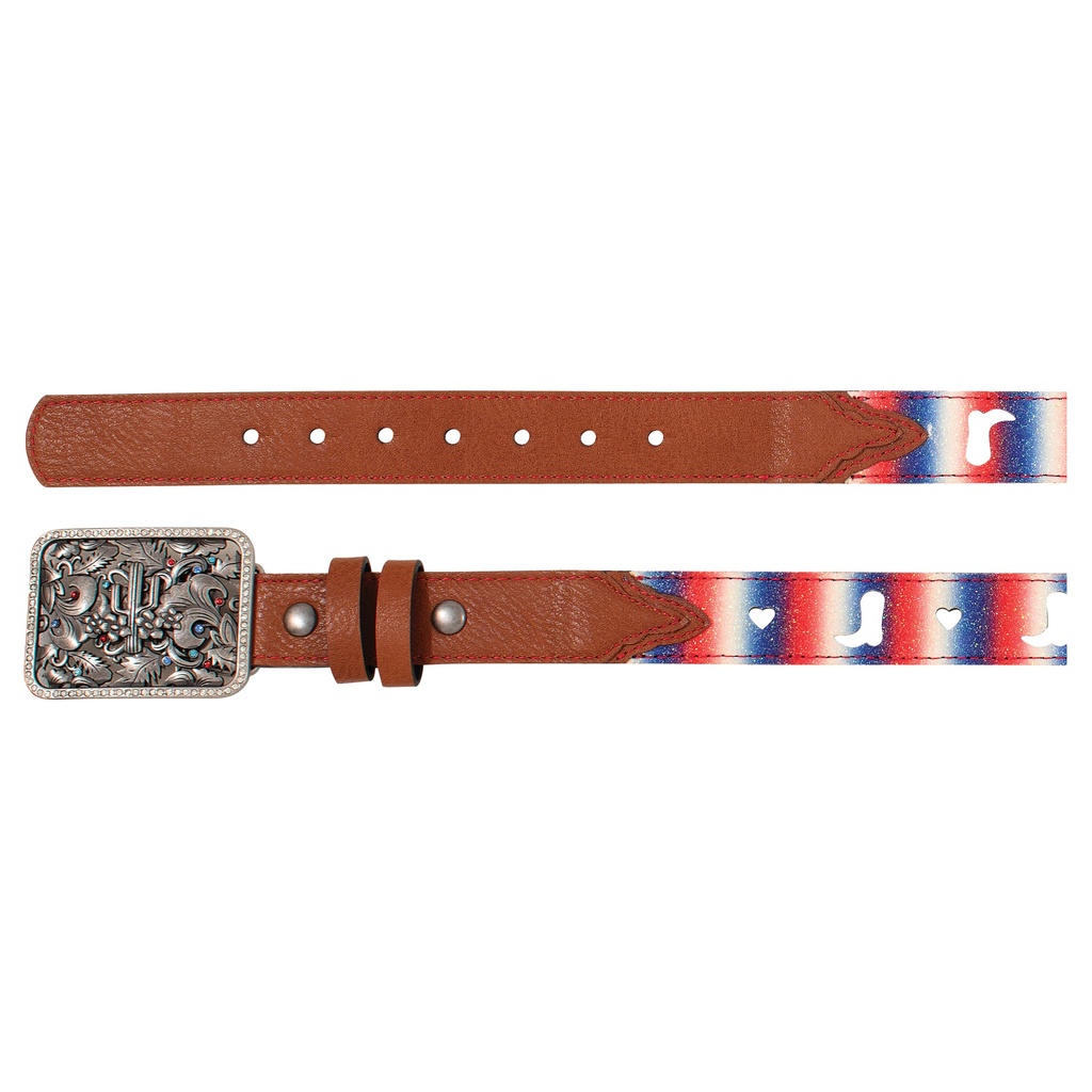 CATCHFLY GIRLS BELT GRADIENT SHIMMER W/HEART AND BOOT CUTOUTS