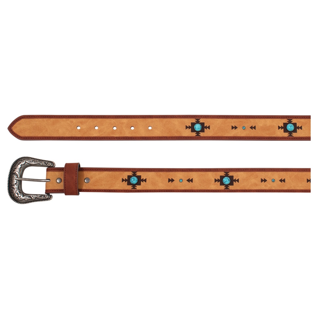 CATCHFLY LADIES BELT TAN W/SOUTHWEST DESIGNS AND STONES