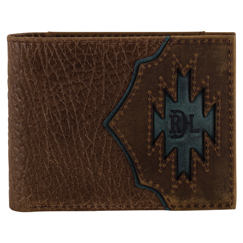 RED DIRT HAT CO BIFOLD WALLET YOKE W/TEAL INLAY