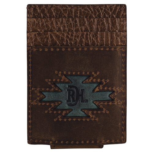 RED DIRT HAT CO CARD CASE W/MAGNET CLIP W/TEAL INLAY