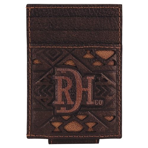 RED DIRT HAT CO CARD CASE W/MAGNET CLIP TAN AZTEC INLAY
