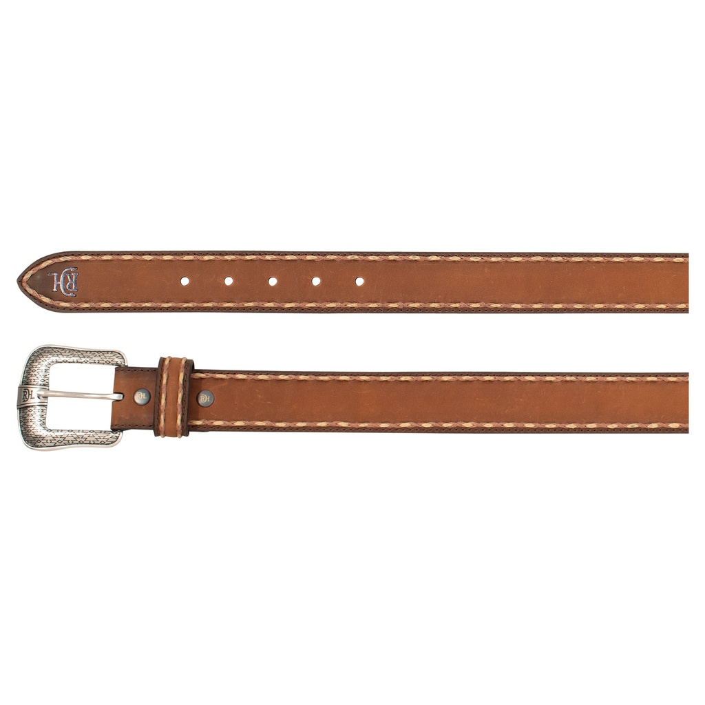 [2510490242-32] RED DIRT HAT CO MENS GENUINE LEATHER BELT TAN WITH STITCHED EDGE (32)
