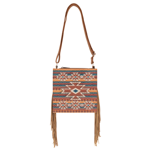 RED DIRT HAT CO LADIES SQUARE CROSSBODY NEUTRAL SOUTHWESTERN W/FRINGE
