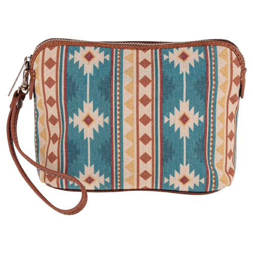 RED DIRT HAT CO LADIES COSMETIC POUCH BLUE SOUTHWESTERN