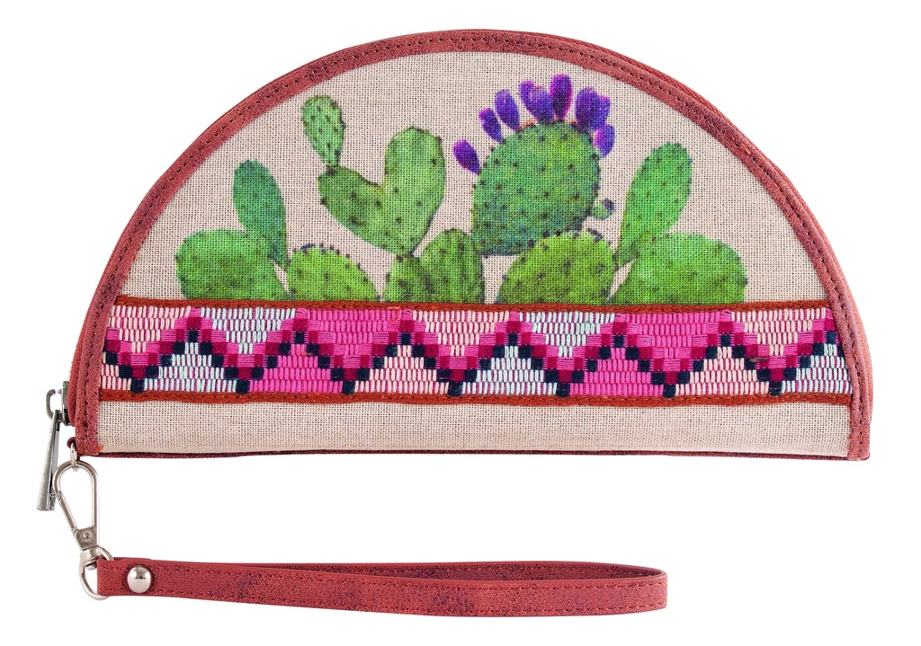 CATCHFLY LADIES SEMICIRCLE WALLET PRICKLY PEAR CACTUS