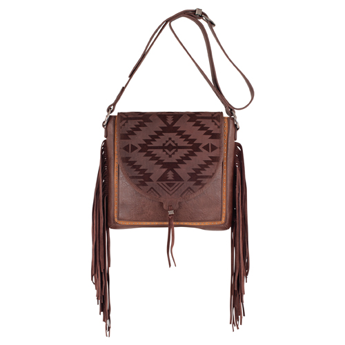 CATCHFLY LADIES CROSSBODY BROWN W/ DESIGN