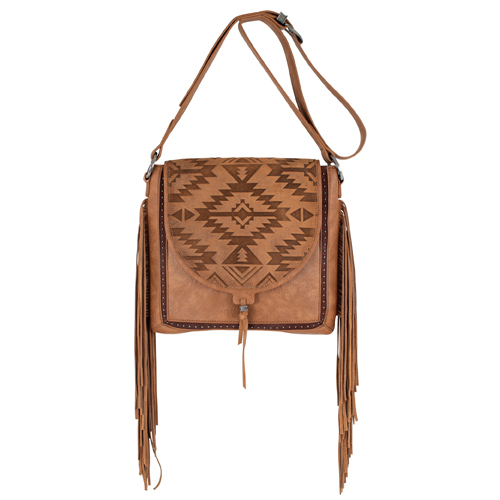 CATCHFLY LADIES CROSSBODY TAN W/ DESIGN