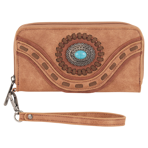 [2510192152] JUSTIN LADIES WALLET WITH CONCHO AND BUCK STITCH