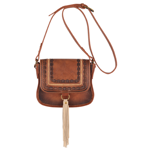 JUSTIN LADIES SADDLE BAG TAN W/SEED SUNBURST