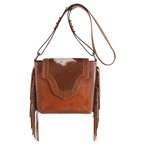 JUSTIN LADIES CROSSBODY TAN SERPENTINE W/HAIR ON