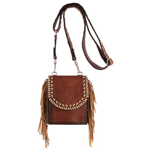 RED DIRT HAT CO LADIES SADDLE POUCH TAN W/WHIPSTITCH AND FRINGE