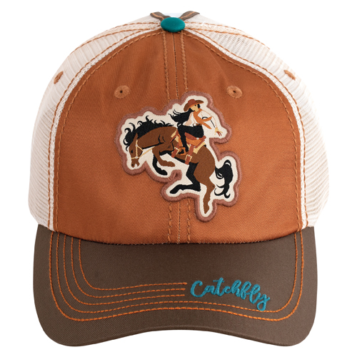 CATCHFLY LADIES BASEBALL CAP COWGIRL ON BRONCO